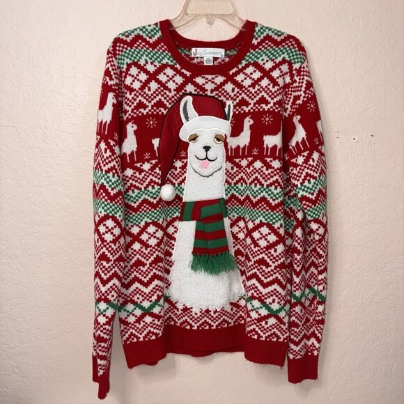 Jolly Sweaters Christmas Sweater Women’s Large Festive Llama 3D Party Holiday - Picture 1 of 8
